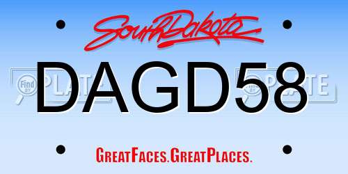 DAGD58 South Dakota License Plate