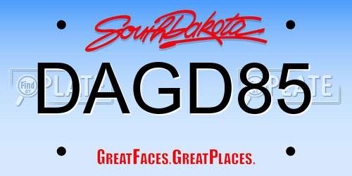 DAGD85 South Dakota License Plate
