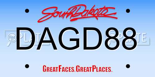 DAGD88 South Dakota License Plate