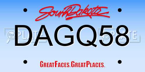 DAGQ58 South Dakota License Plate