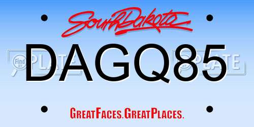 DAGQ85 South Dakota License Plate