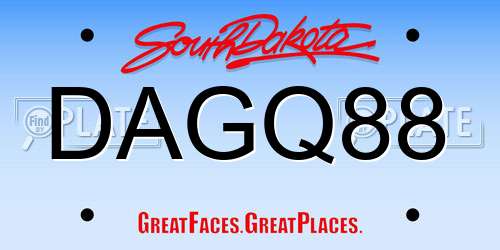 DAGQ88 South Dakota License Plate