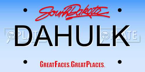 DAHULK South Dakota License Plate