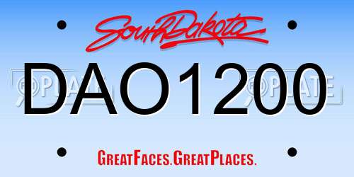 DAO1200 South Dakota License Plate