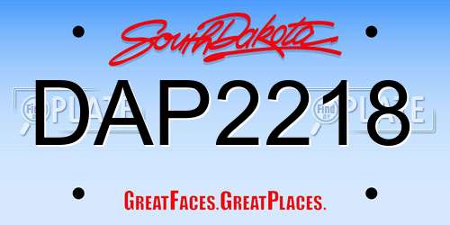 DAP2218 South Dakota License Plate