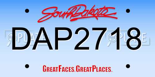 DAP2718 South Dakota License Plate