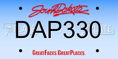DAP330 South Dakota License Plate