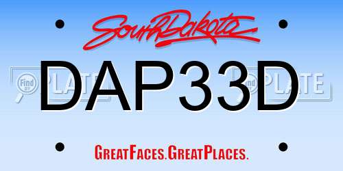 DAP33D South Dakota License Plate