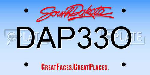 DAP33O South Dakota License Plate
