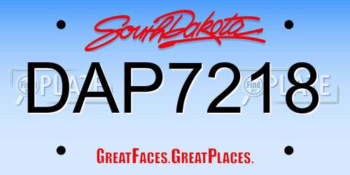 DAP7218 South Dakota License Plate
