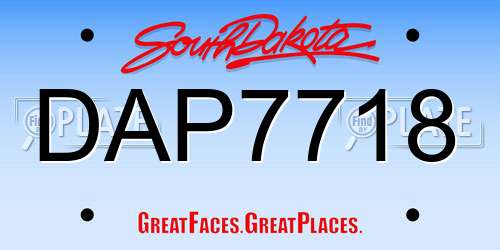 DAP7718 South Dakota License Plate