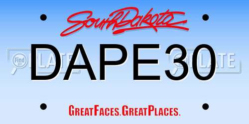 DAPE30 South Dakota License Plate