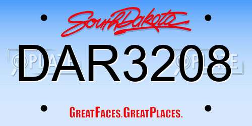 DAR3208 South Dakota License Plate