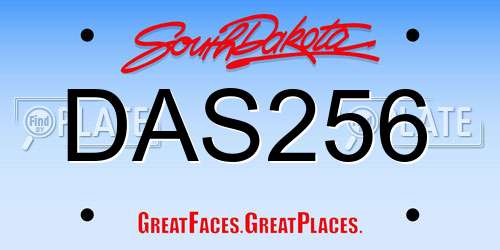 DAS256 South Dakota License Plate