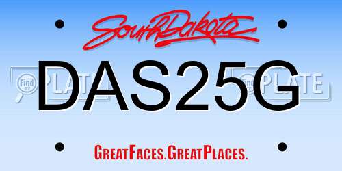 DAS25G South Dakota License Plate