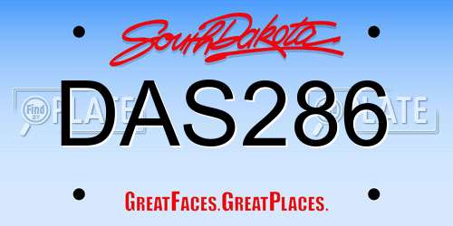DAS286 South Dakota License Plate