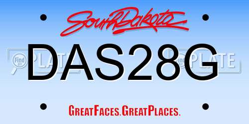 DAS28G South Dakota License Plate