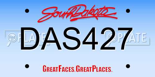 DAS427 South Dakota License Plate