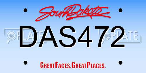 DAS472 South Dakota License Plate