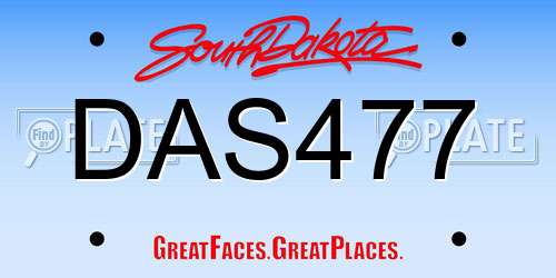DAS477 South Dakota License Plate