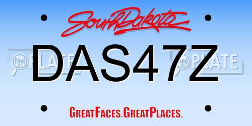 DAS47Z South Dakota License Plate