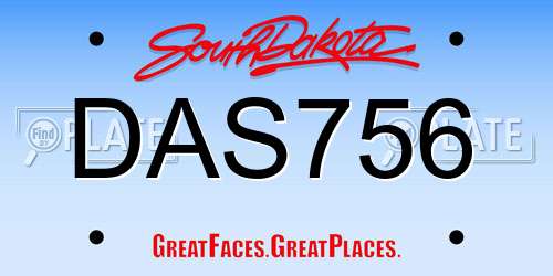 DAS756 South Dakota License Plate