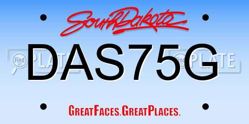 DAS75G South Dakota License Plate