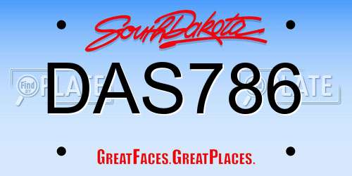 DAS786 South Dakota License Plate