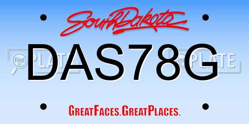 DAS78G South Dakota License Plate