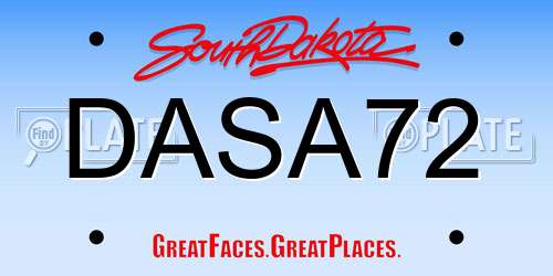 DASA72 South Dakota License Plate