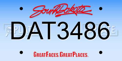 DAT3486 South Dakota License Plate