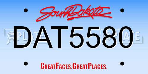 DAT5580 South Dakota License Plate