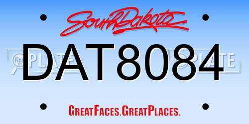 DAT8084 South Dakota License Plate