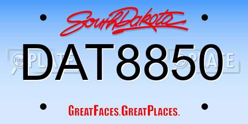 DAT8850 South Dakota License Plate
