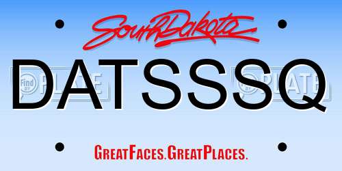 DATSSSQ South Dakota License Plate
