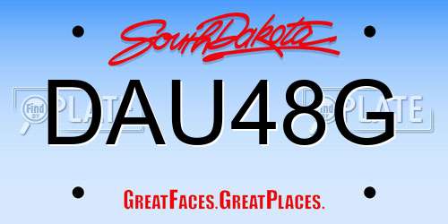 DAU48G South Dakota License Plate