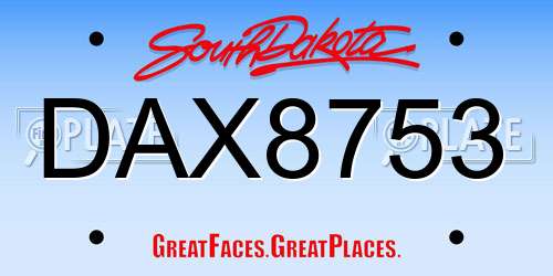 DAX8753 South Dakota License Plate