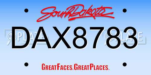 DAX8783 South Dakota License Plate