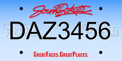 DAZ3456 South Dakota License Plate
