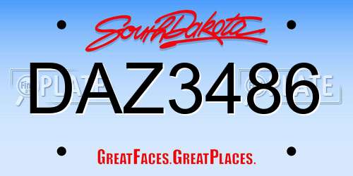 DAZ3486 South Dakota License Plate