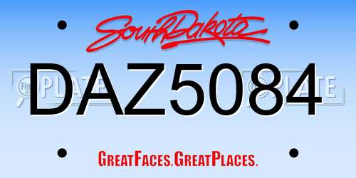 DAZ5084 South Dakota License Plate