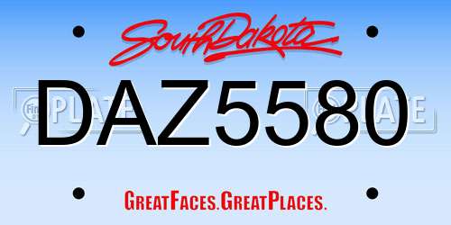 DAZ5580 South Dakota License Plate