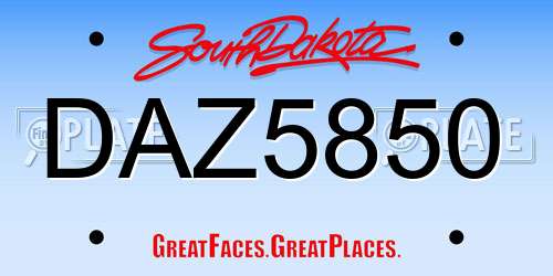 DAZ5850 South Dakota License Plate