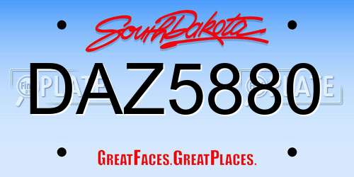 DAZ5880 South Dakota License Plate