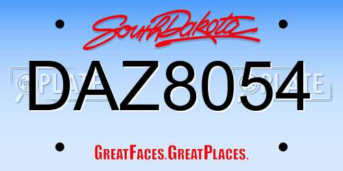 DAZ8054 South Dakota License Plate