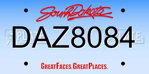 DAZ8084 South Dakota License Plate