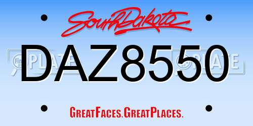DAZ8550 South Dakota License Plate