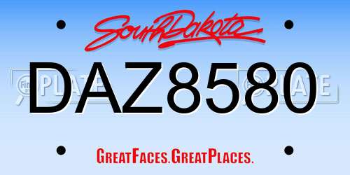 DAZ8580 South Dakota License Plate