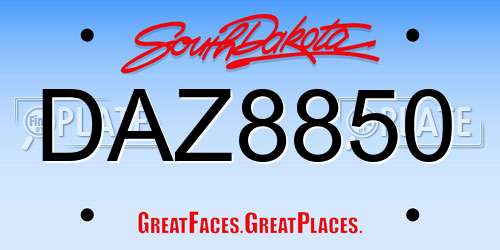 DAZ8850 South Dakota License Plate