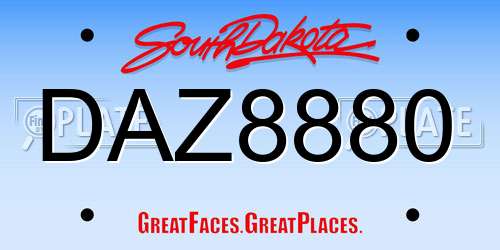 DAZ8880 South Dakota License Plate